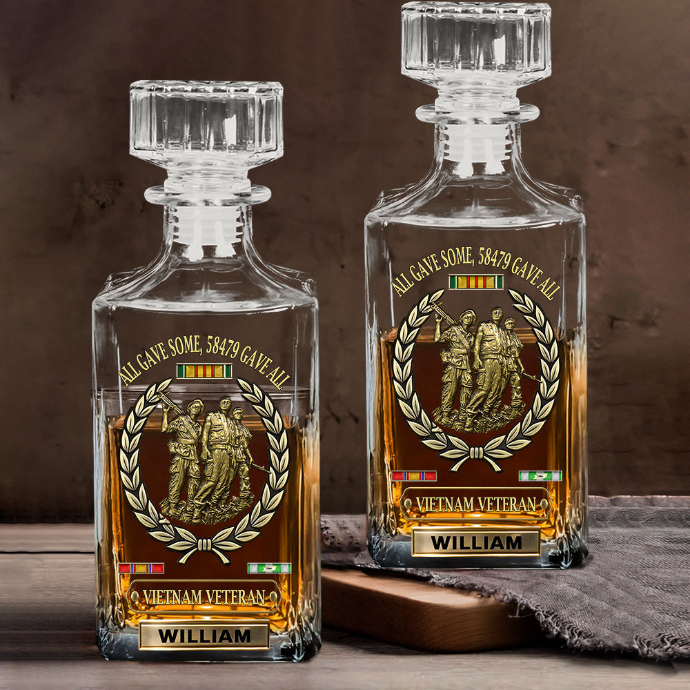 All Gave Some - Personalized Veteran Whiskey Decanter Set