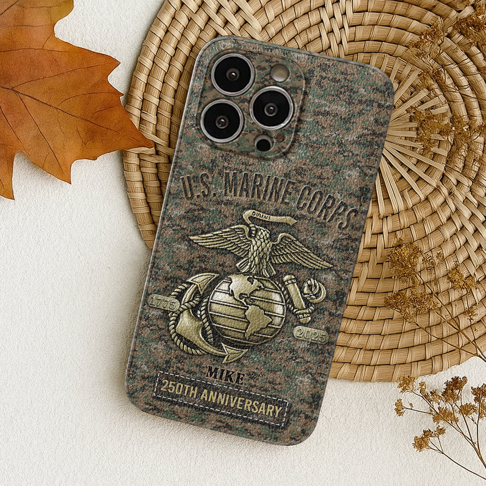250th Anniversary - Personalized Veteran Leather Phone Case