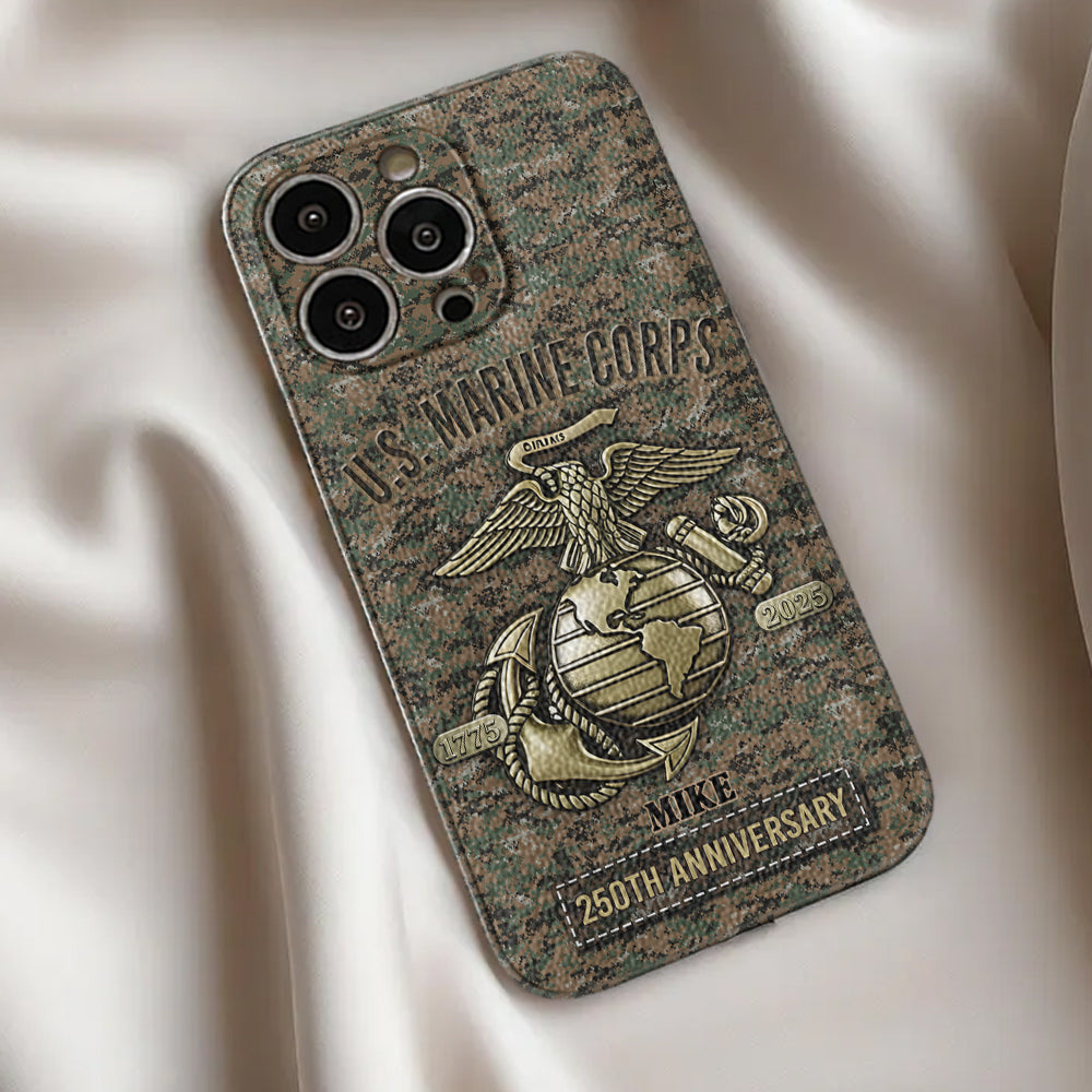 250th Anniversary - Personalized Veteran Leather Phone Case