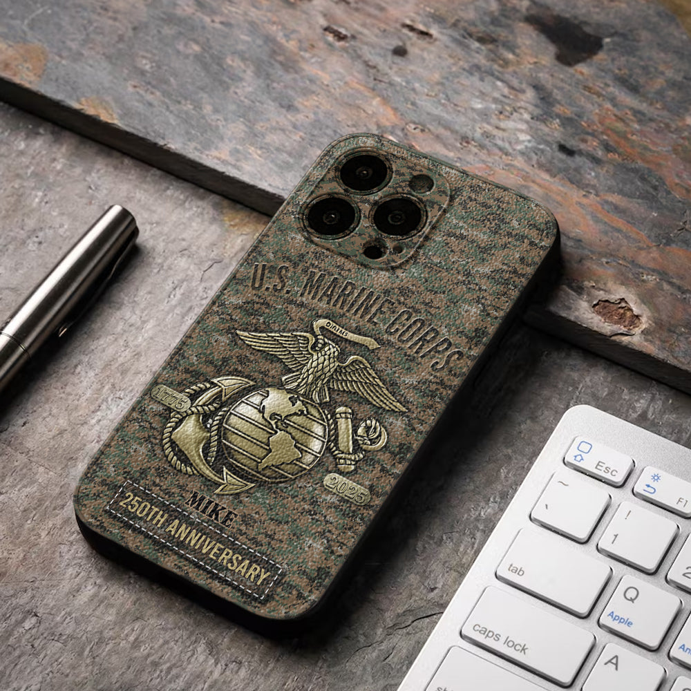 250th Anniversary - Personalized Veteran Leather Phone Case