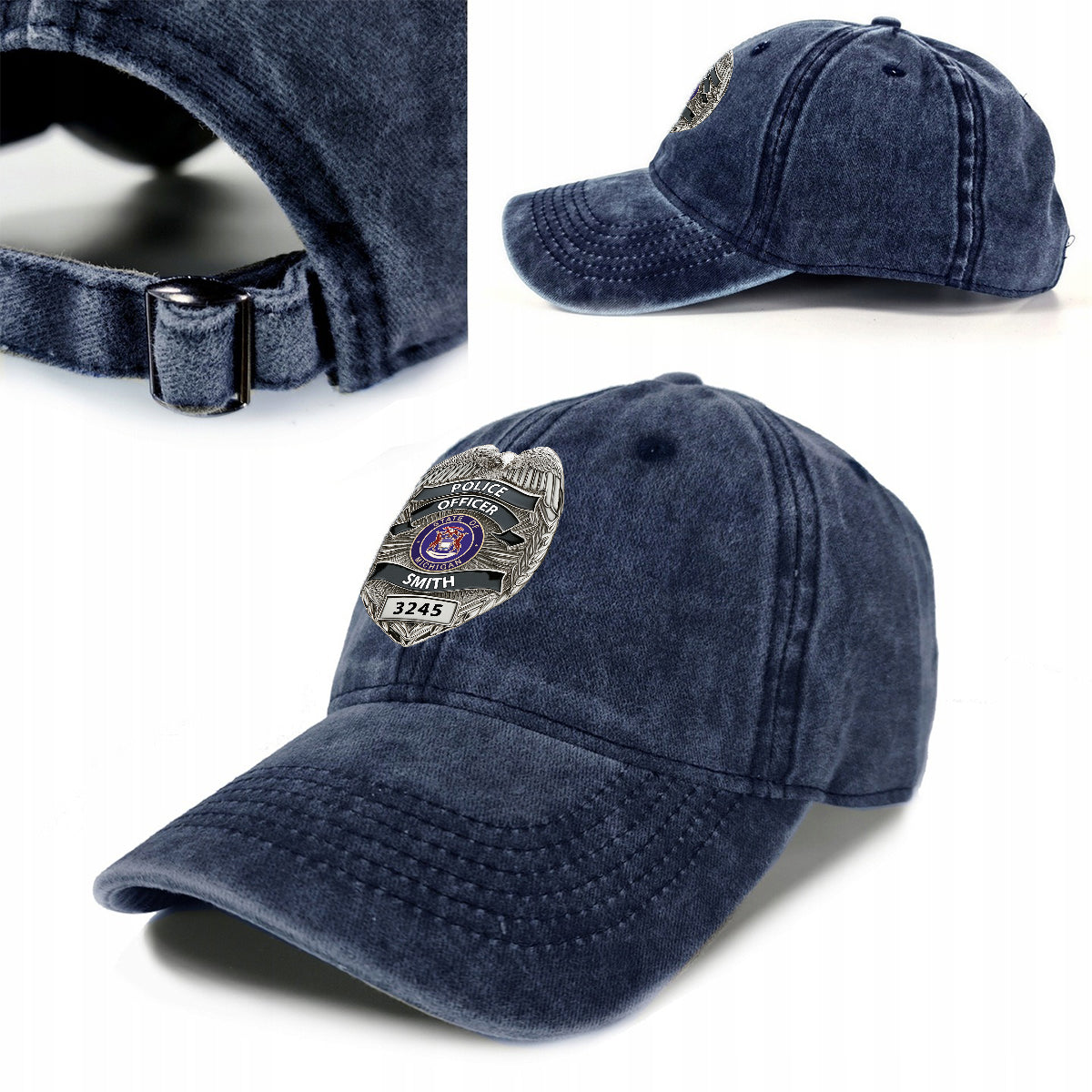 Serve And Protect - Personalized Police Officer Washed Denim Cap