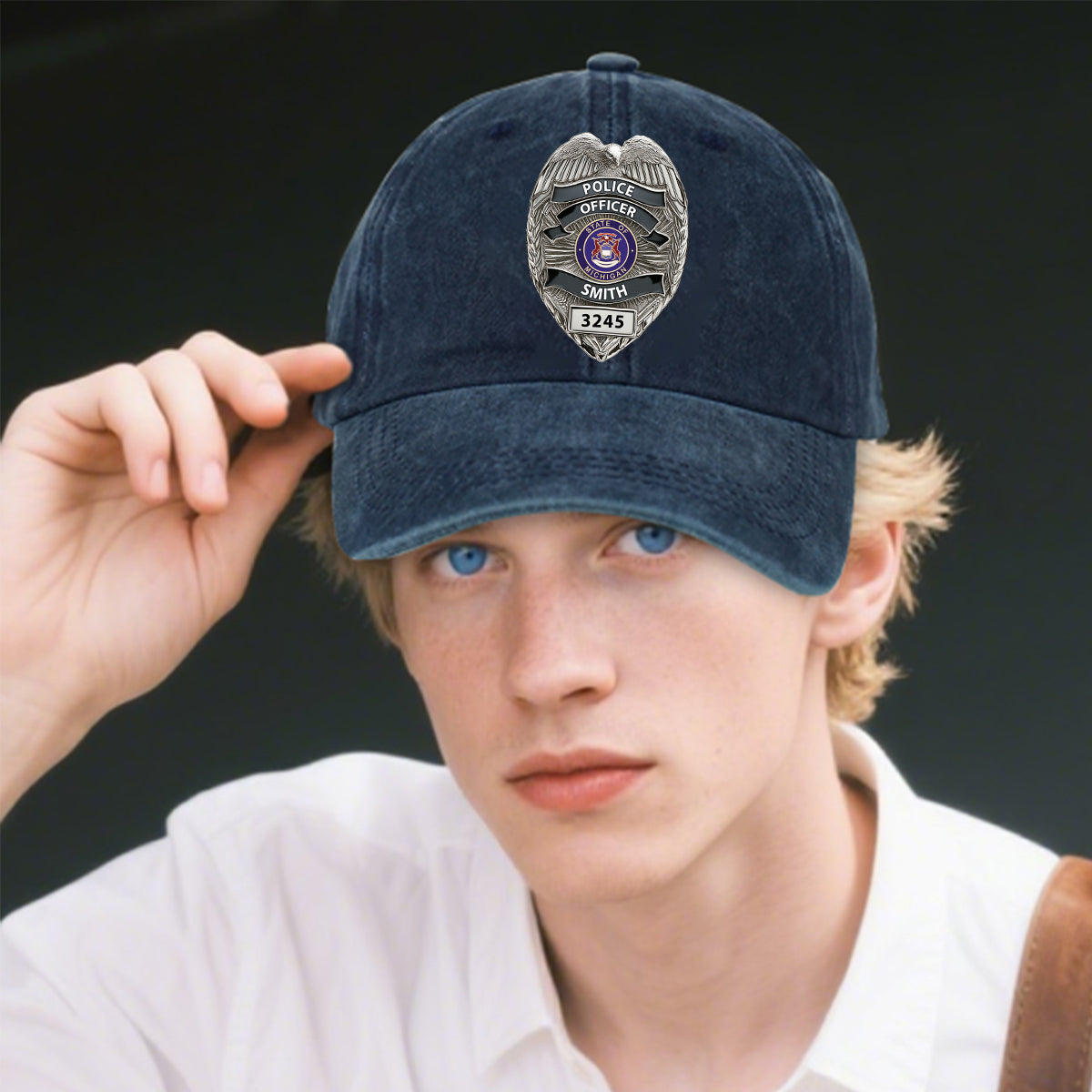 Serve And Protect - Personalized Police Officer Washed Denim Cap