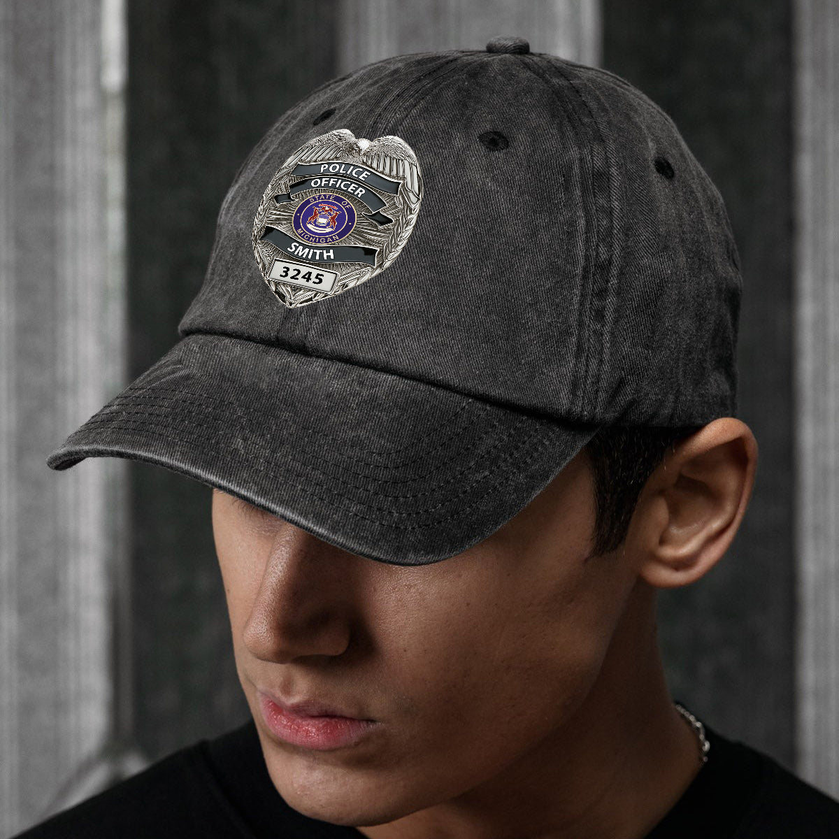 Serve And Protect - Personalized Police Officer Washed Denim Cap