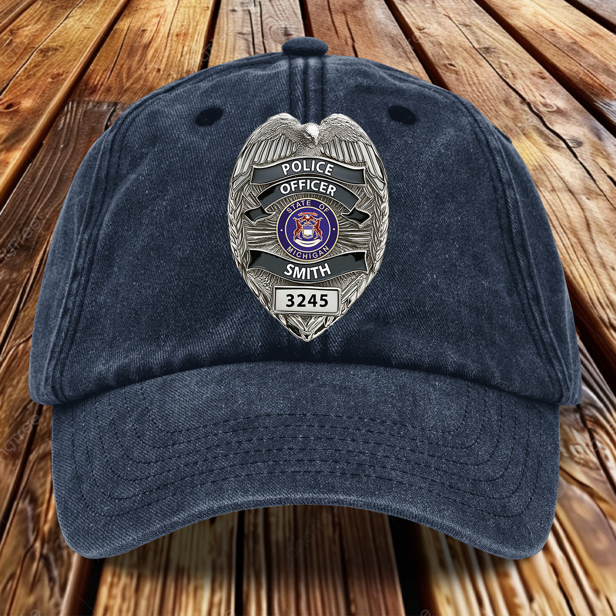 Serve And Protect - Personalized Police Officer Washed Denim Cap
