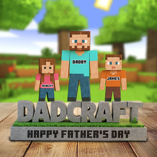 Dadcraft, Father's Day Gift For Game Dad - Personalized Block World Custom Shaped Acrylic Plaque