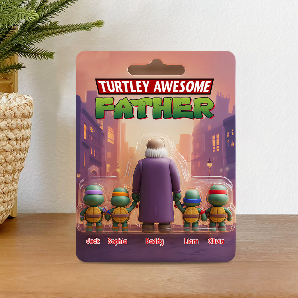 Turtley Awesome Father - Personalized Green Turtles Custom Shaped Acrylic Plaque