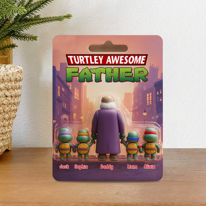 Turtley Awesome Father - Personalized Green Turtles Custom Shaped Acrylic Plaque