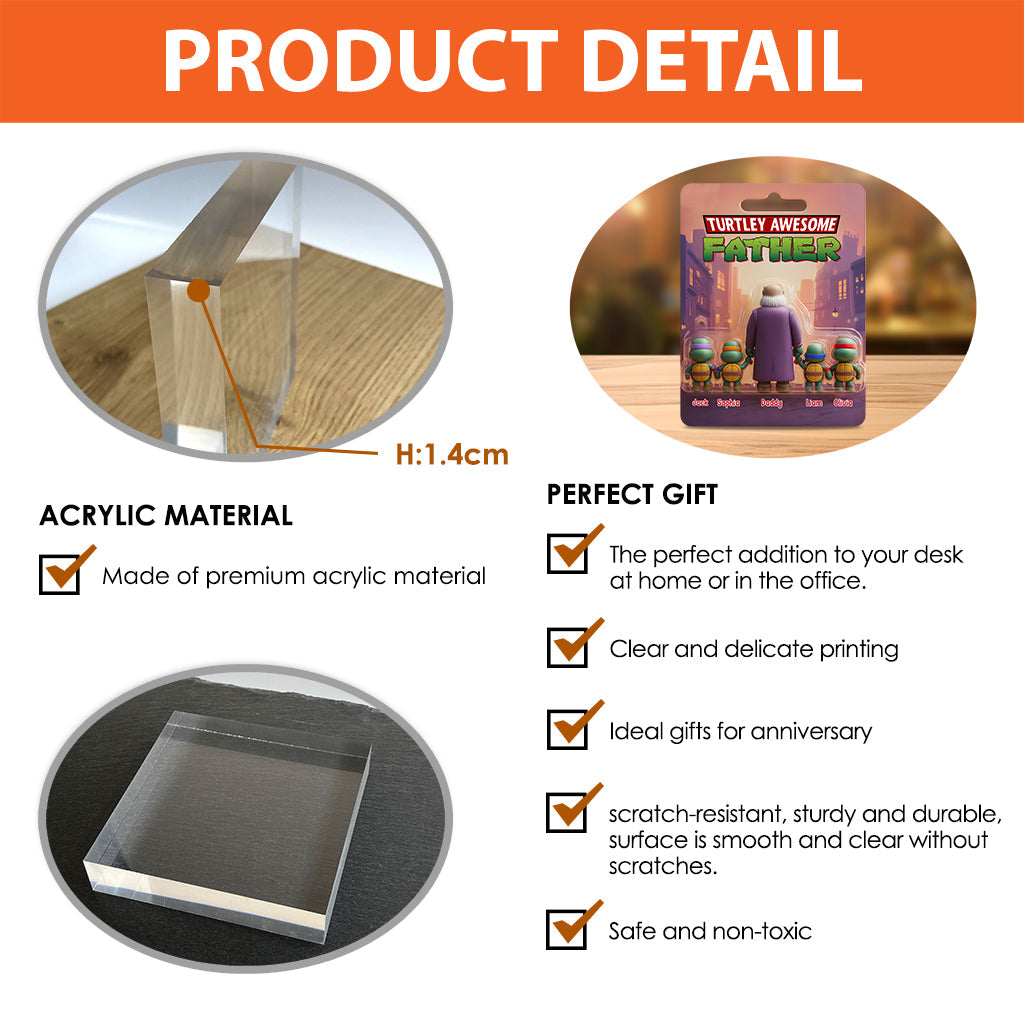 Turtley Awesome Father - Personalized Green Turtles Custom Shaped Acrylic Plaque