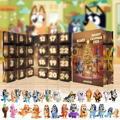 Rocking Around The Christmas Tree - Personalized Bluey Folded Advent Calendar With Ornaments