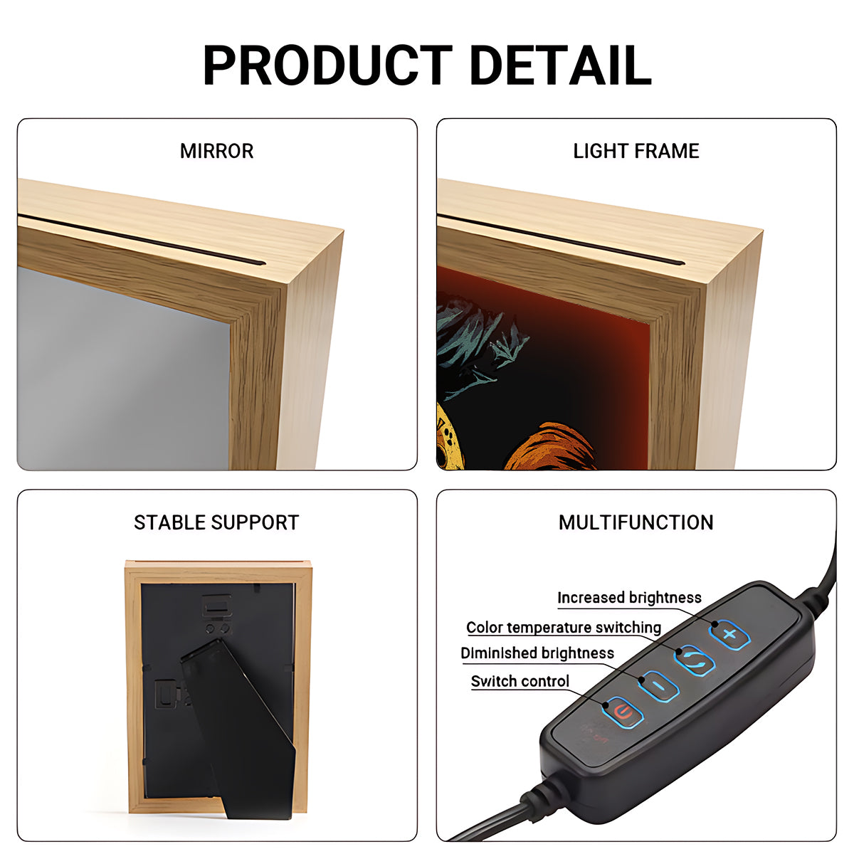 Love Horror Movies - Personalized Horror Character Wooden Mirror Night Light