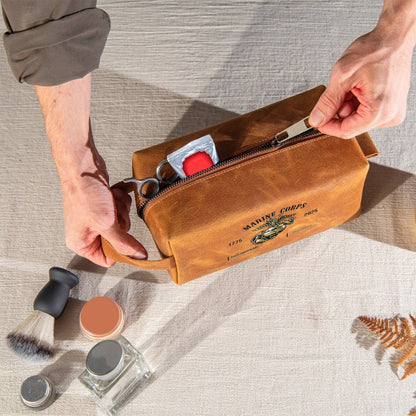 250th Anniversary - Personalized Veteran Leather Toiletry Bag