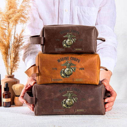 250th Anniversary - Personalized Veteran Leather Toiletry Bag