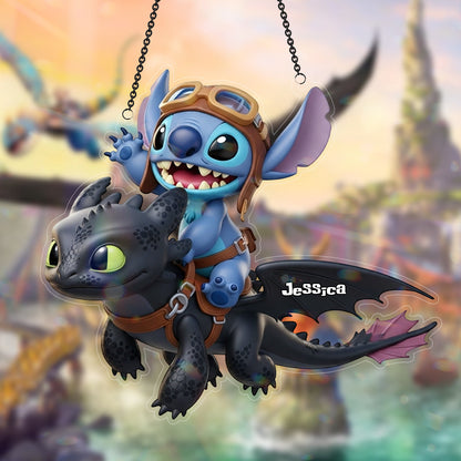 Two Little Monsters - Personalized Ohana Window Hanging Suncatcher Ornament