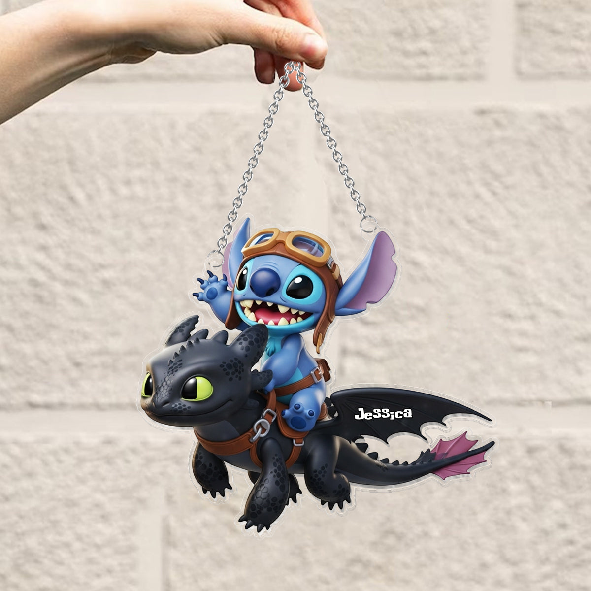 Two Little Monsters - Personalized Ohana Window Hanging Suncatcher Ornament