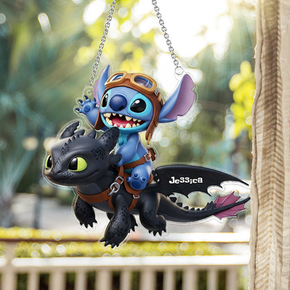 Two Little Monsters - Personalized Ohana Window Hanging Suncatcher Ornament