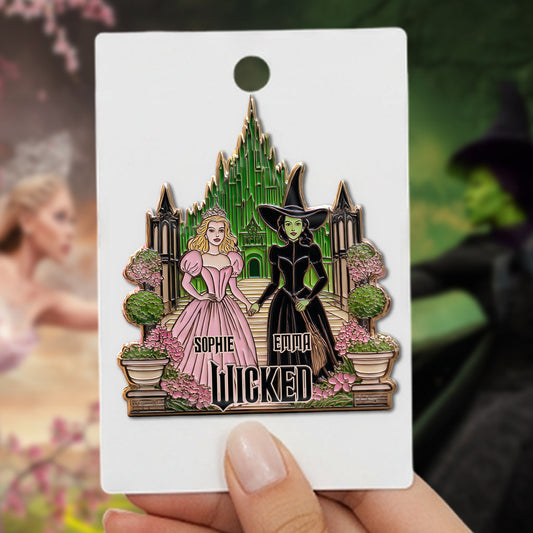 Beautiful Witches - Personalized Green and Pink Pin