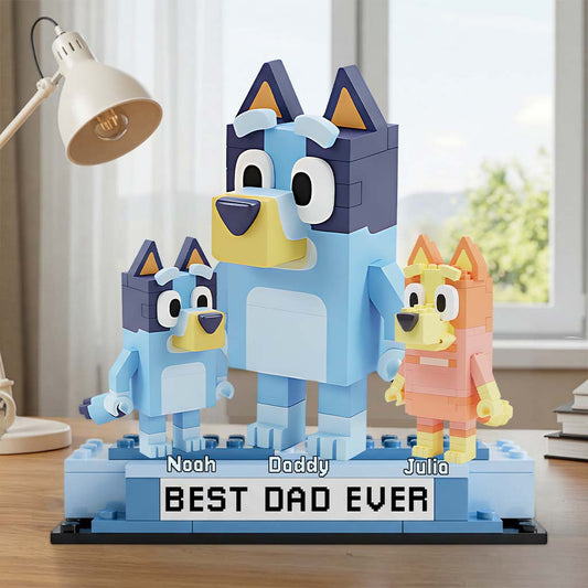 Best Dad Ever - Personalized Blue Dog Custom Shaped Acrylic Plaque