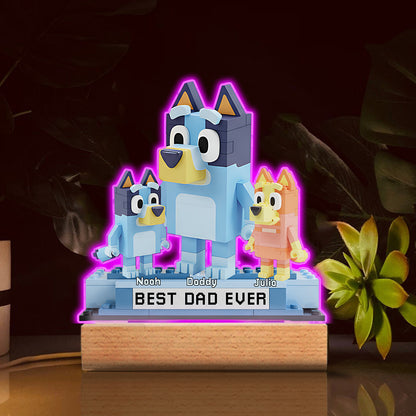 Best Dad Ever - Personalized Blue Dog Custom Shaped Acrylic Plaque