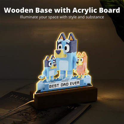 Best Dad Ever - Personalized Blue Dog Custom Shaped Acrylic Plaque