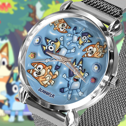 Adorable Blue Canine Character Item - Personalized Blue Dog Women Hand Watch