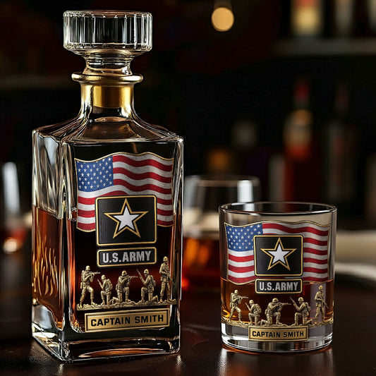 The Strongest Soldier - Personalized Veteran Whiskey Decanter Set