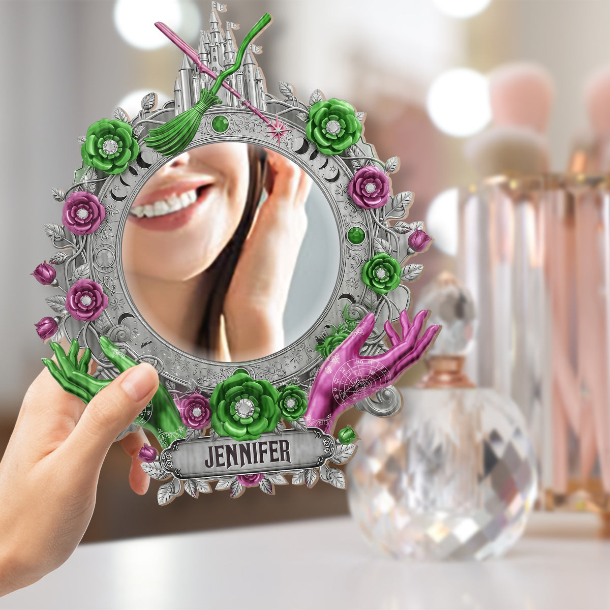 Changed For Good - Personalized Green and Pink Wall Hanging Mirror