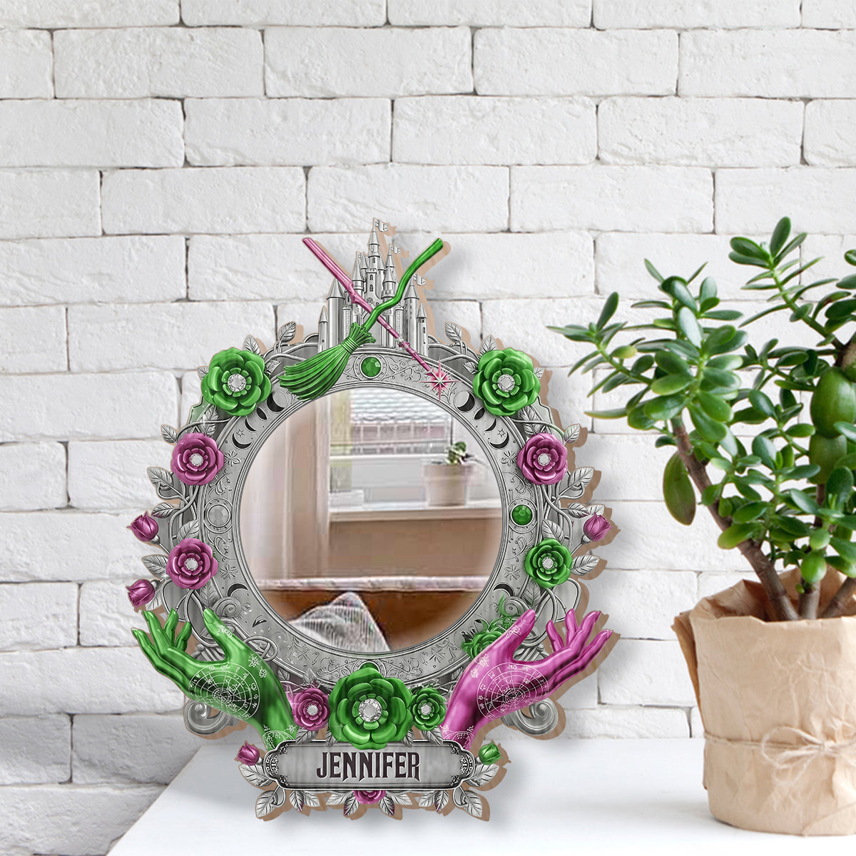 Changed For Good - Personalized Green and Pink Wall Hanging Mirror