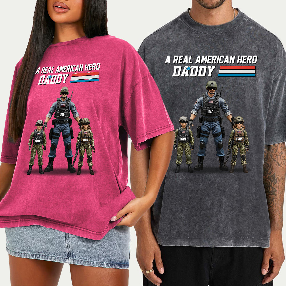 Dad You're My Hero - Personalized Father Wash T-Shirt