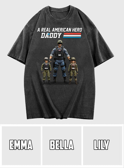 Dad You're My Hero - Personalized Father Wash T-Shirt