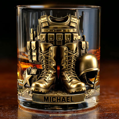 Military Uniform - Personalized Veteran Whiskey Glass