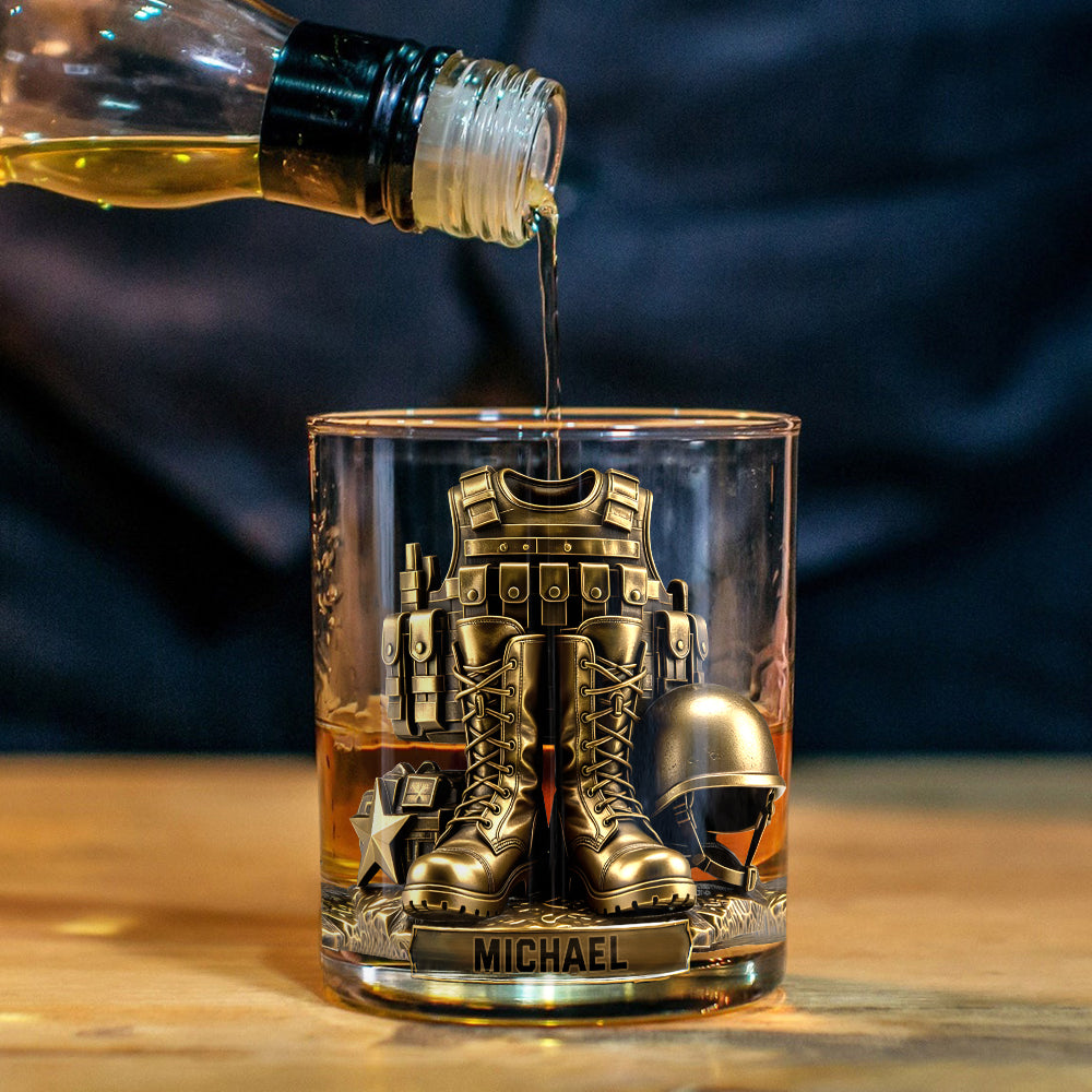 Military Uniform - Personalized Veteran Whiskey Glass