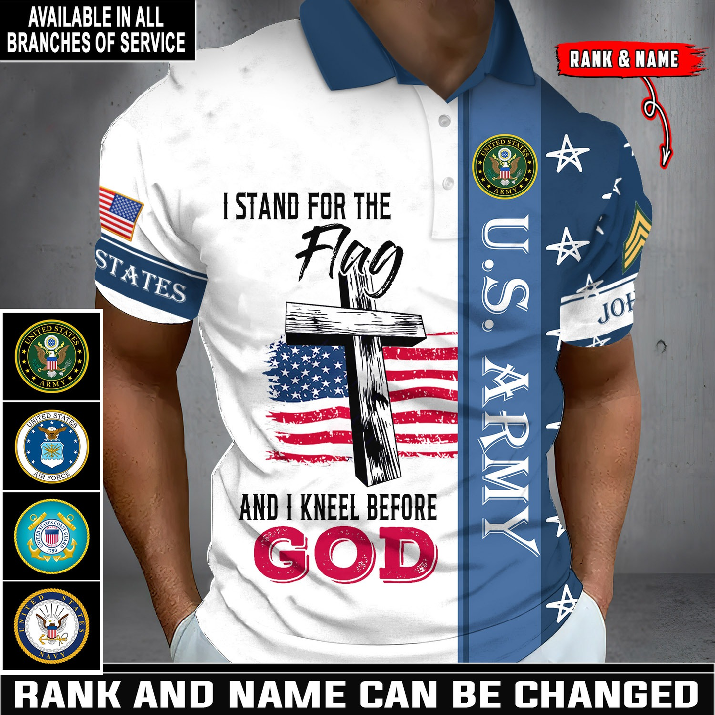 I Stand For The Flag - Personalized Veteran Polo Shirt