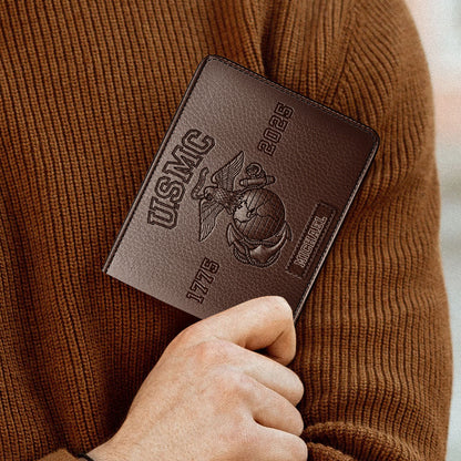USMC 250th Anniversary - Personalized Veteran Leather Wallet