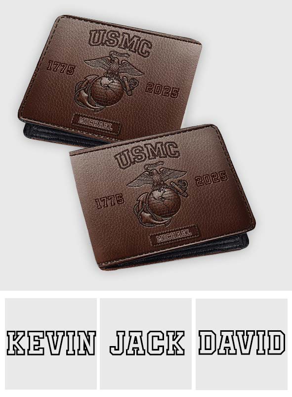 USMC 250th Anniversary - Personalized Veteran Leather Wallet