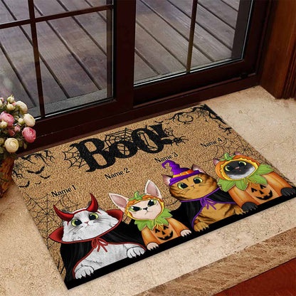 Boo Halloween - Cat Personalized Doormat