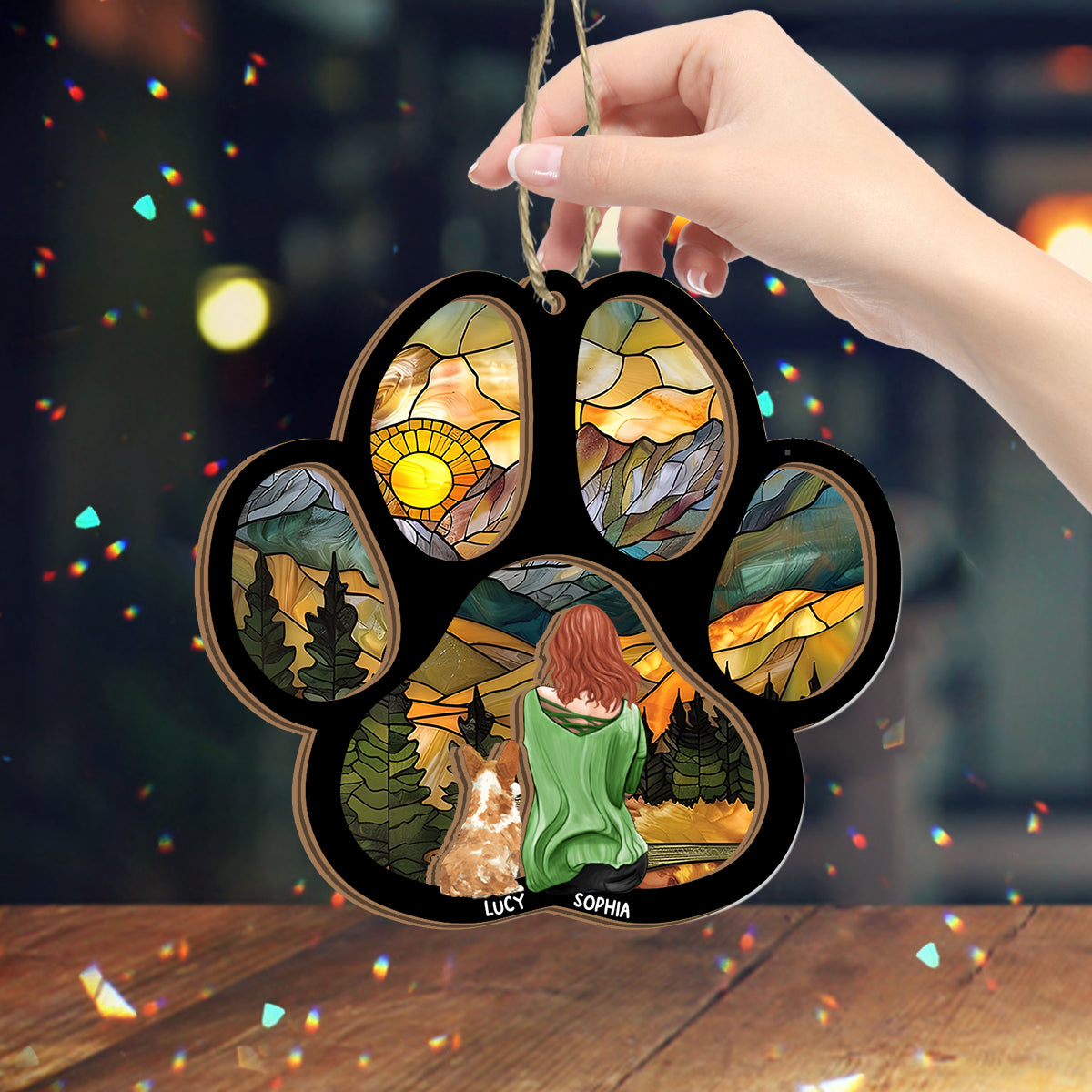 A Girl And Her Dog A Bond That Can't Be Broken - Personalized Dog 2 Layered Window Hanging Suncatcher