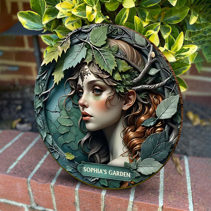 Plant Lady - Personalized Gardening Round Wood Sign