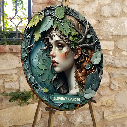 Plant Lady - Personalized Gardening Round Wood Sign