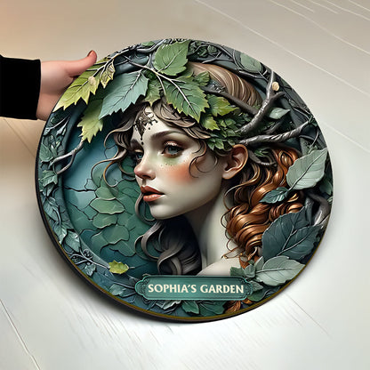 Plant Lady - Personalized Gardening Round Wood Sign