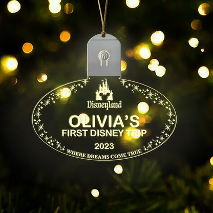 Cast Member Name Tag Ornament - Personalized Mouse Led Acrylic Ornament