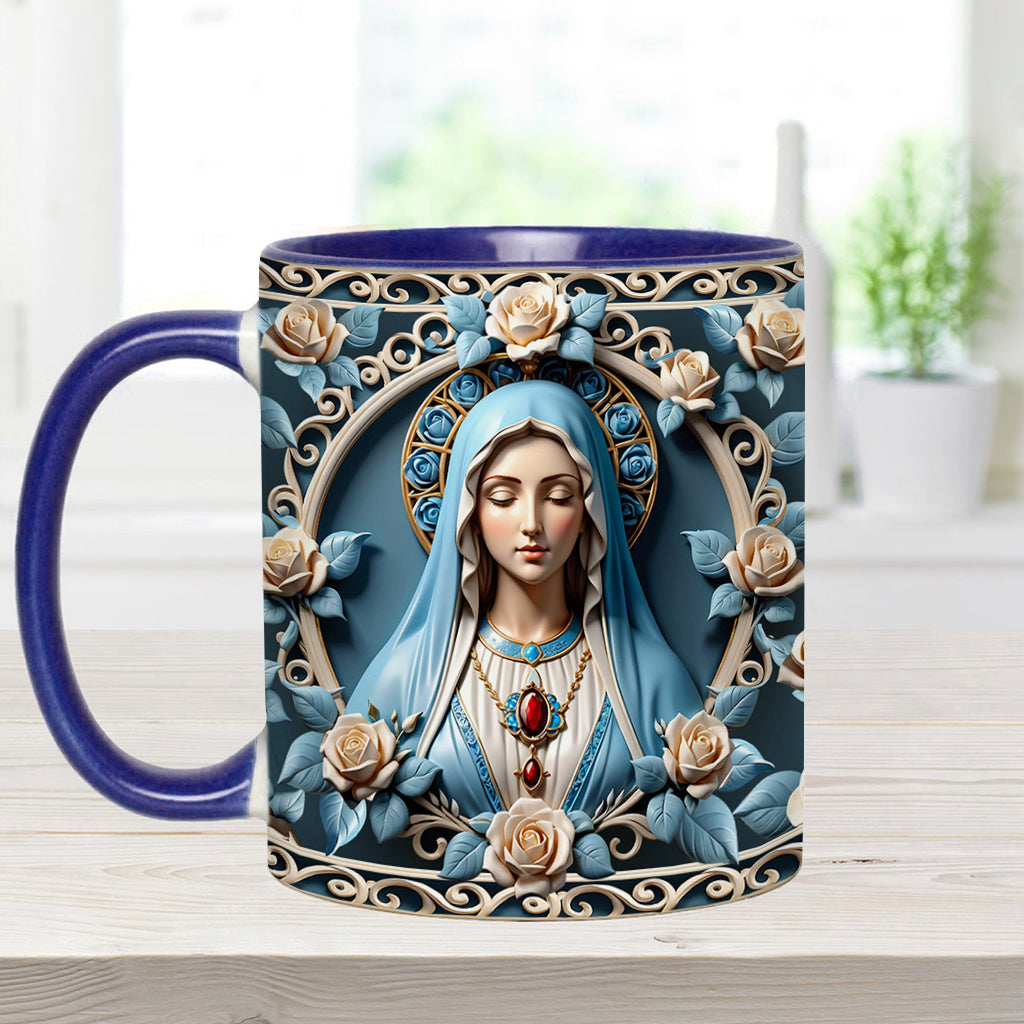 Mother Of God Rosette Wreath Emblem - Personalized Christian Accent Mug