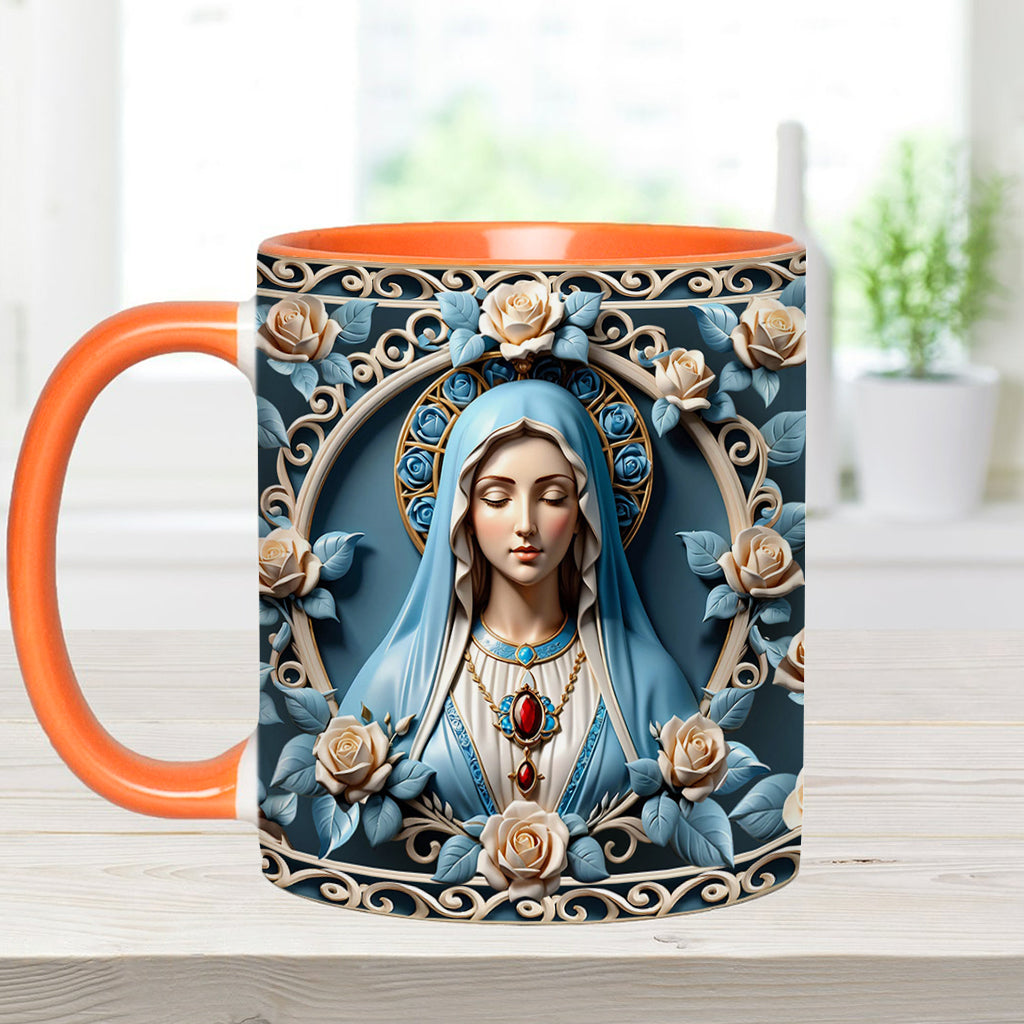 Mother Of God Rosette Wreath Emblem - Personalized Christian Accent Mug