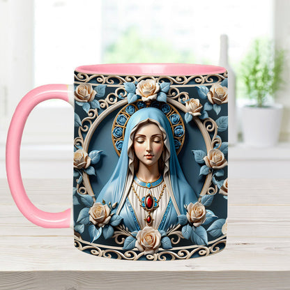 Mother Of God Rosette Wreath Emblem - Personalized Christian Accent Mug