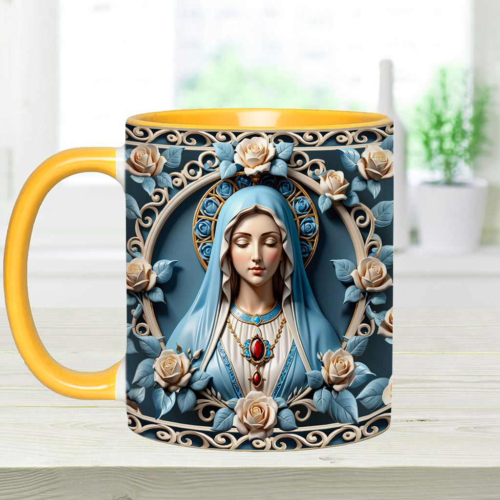 Mother Of God Rosette Wreath Emblem - Personalized Christian Accent Mug