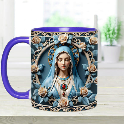 Mother Of God Rosette Wreath Emblem - Personalized Christian Accent Mug