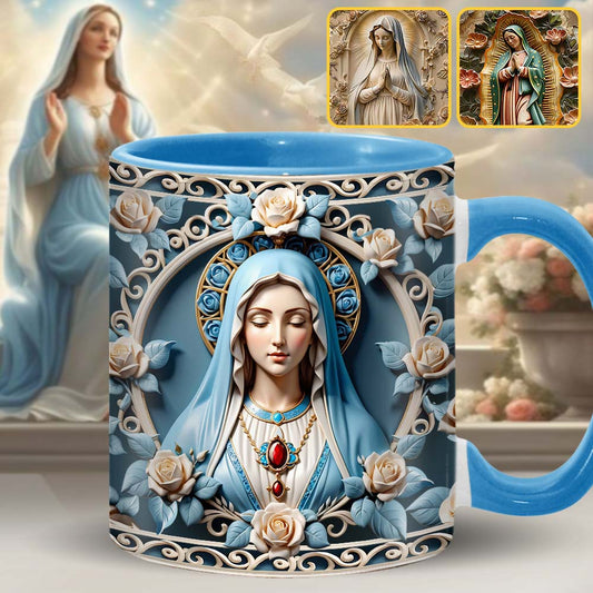 Mother Of God Rosette Wreath Emblem - Personalized Christian Accent Mug