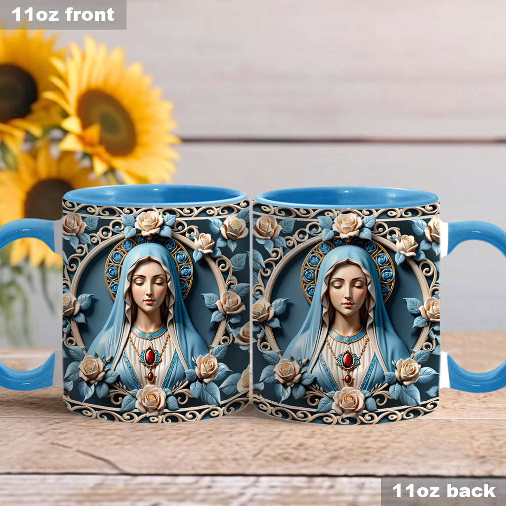 Mother Of God Rosette Wreath Emblem - Personalized Christian Accent Mug