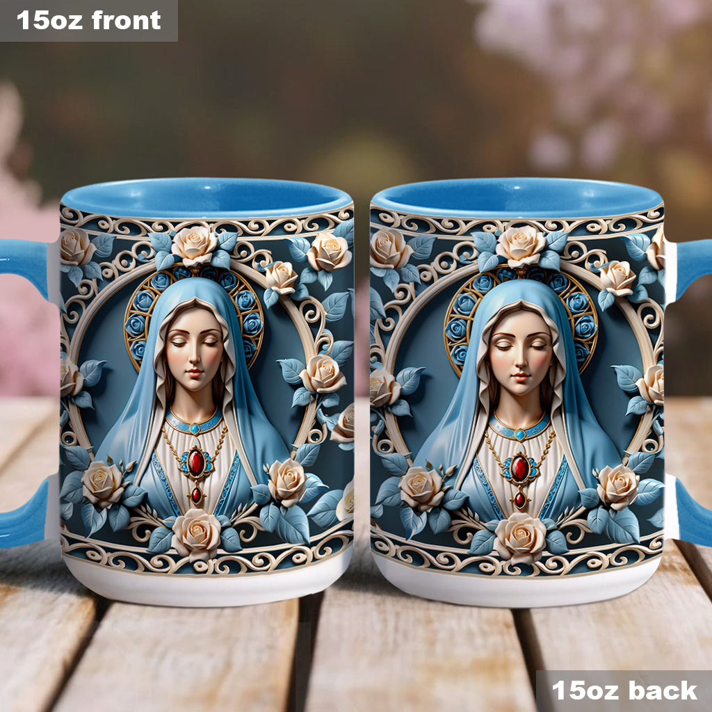 Mother Of God Rosette Wreath Emblem - Personalized Christian Accent Mug