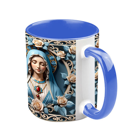 Mother Of God Rosette Wreath Emblem - Personalized Christian Accent Mug