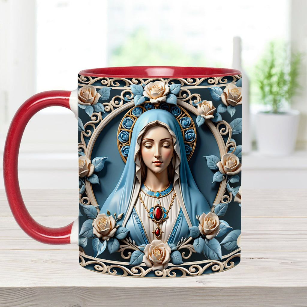 Mother Of God Rosette Wreath Emblem - Personalized Christian Accent Mug